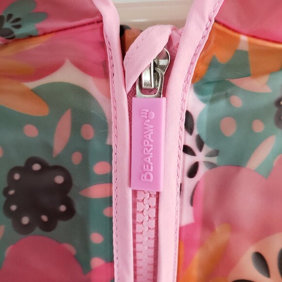 BearPaw Hooded Rain Jacket Zip-Front Size 6X Multi-Color Floral Lightweight - Picture 2 of 7